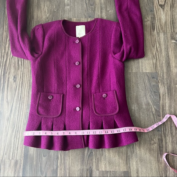 Anthropologie Elevenses Raspberry Peplum Structured Wool Blend Blazer - Picture 10 of 16